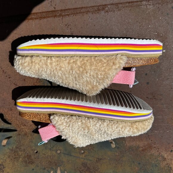 EUC RARE Steve Madden Jkathyy Natural Plush Shearlin Platform Slippers - Picture 2 of 7